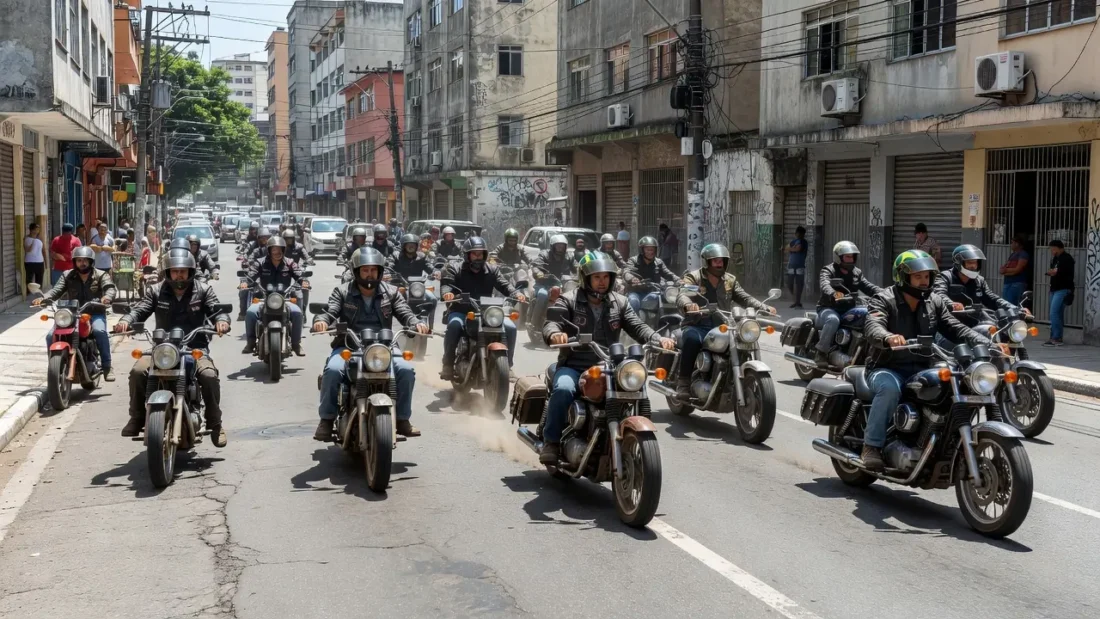 Motociata da Liberdade com motocicletas em rua brasileira