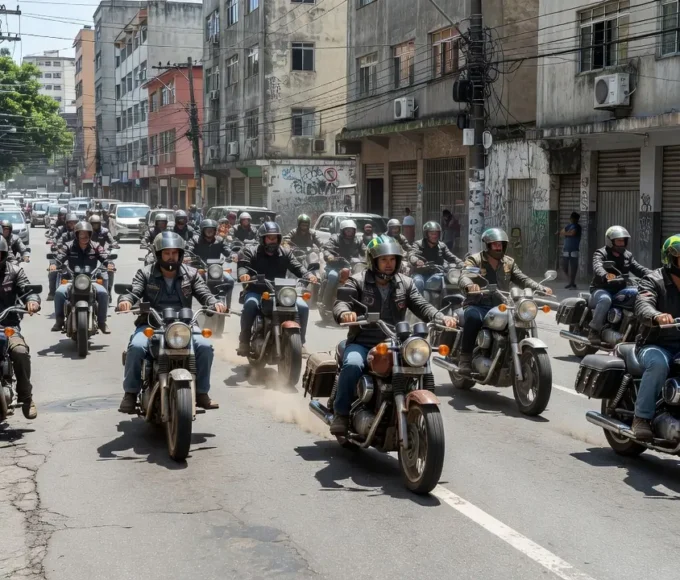 Motociata da Liberdade com motocicletas em rua brasileira