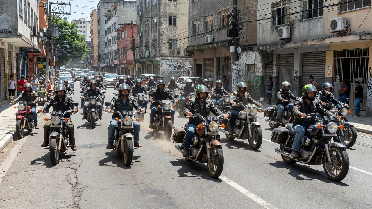 Motociata da Liberdade com motocicletas em rua brasileira