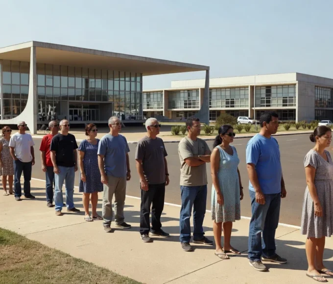 Eleitores em fila para votar no Lago Norte, Brasília