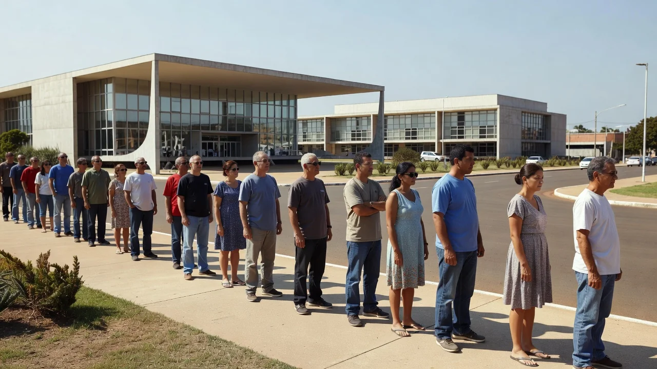 Eleitores em fila para votar no Lago Norte, Brasília