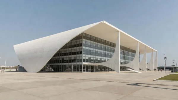 Exterior de colégio eleitoral em Brasília representando eleitores do DF