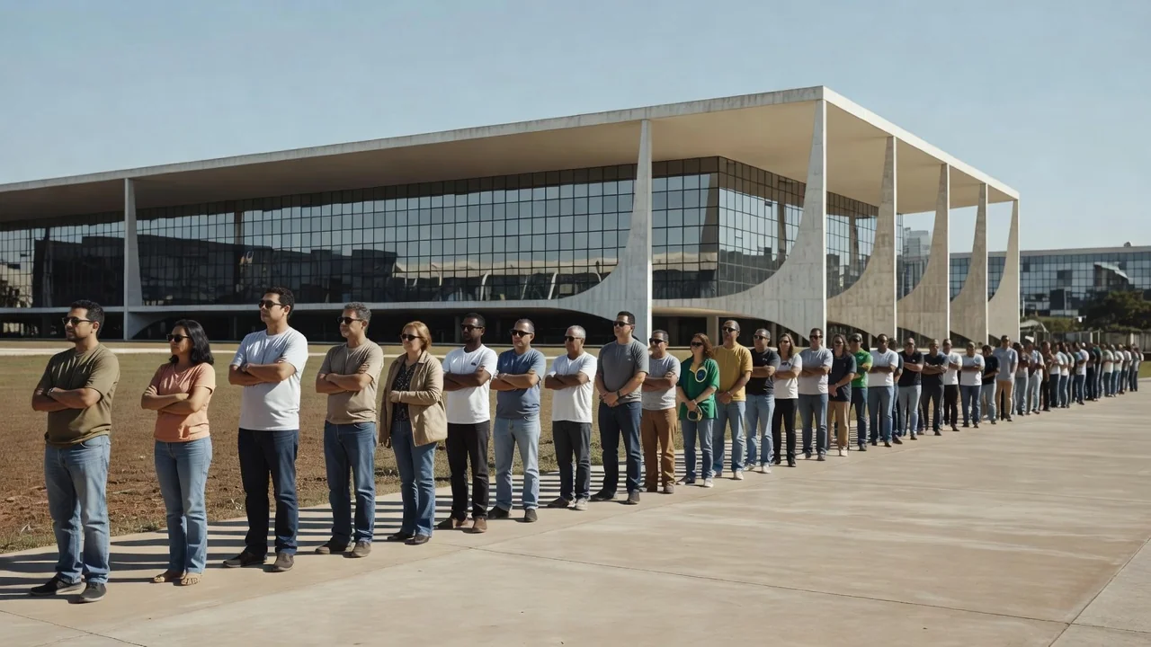 Fila de eleitores esperando para votar na 113 Norte em Brasília